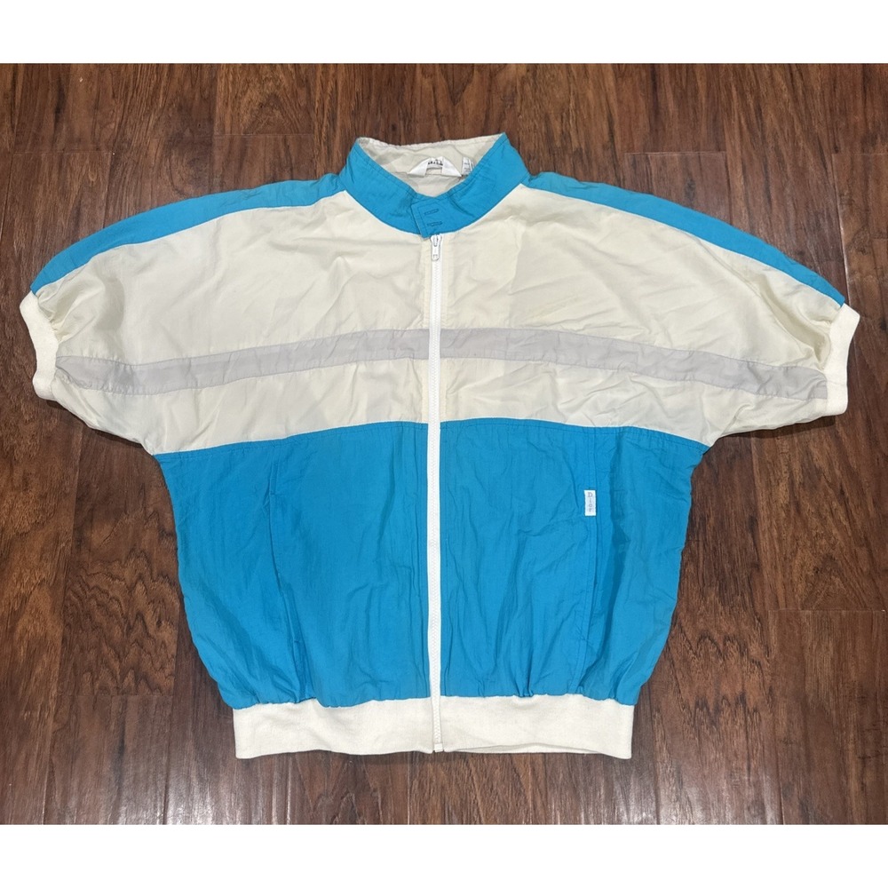 Vintage 80s Christian Dior Monsieur Zip Up Wind Breaker Short Sleeve L